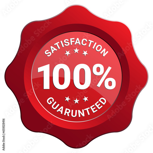 Customer satisfaction 100 percent guaranteed red badge vector isolate on white background