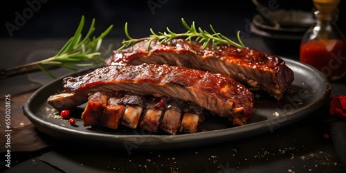 "Gourmet Grilled Spare Ribs Grilled pork ribs 