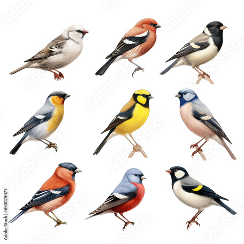 Common European birds collection of transparent background