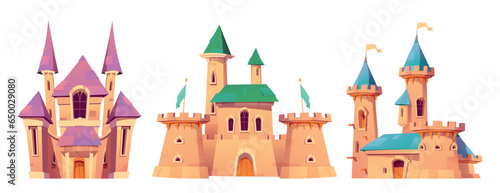 Tela Medieval fairytale kingdom castle cartoon vector
