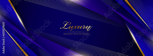 luxury banner background. gold luxury line. gold islang line. element. blue gradation. elegant line cut. abstract. modern luxury background. photo