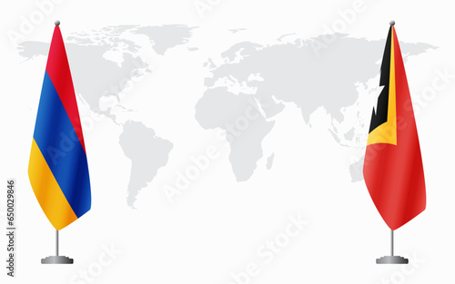 Armenia  and East Timor flags for official meeting