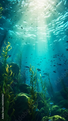 A school of fish swimming in a vast ocean