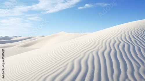 A breathtaking landscape of white sand dunes under a clear blue sky