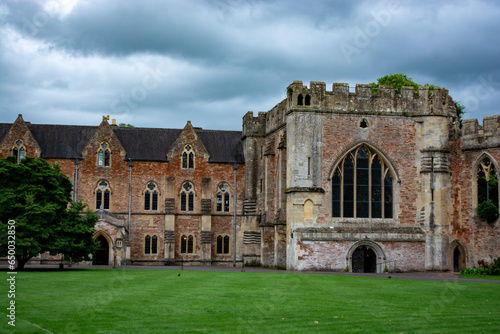WELLS, SOMERSET, UNITED KINGDOM - August, 2023: The Bishop's Palace, Wells, Somerset, England seen from outside photo