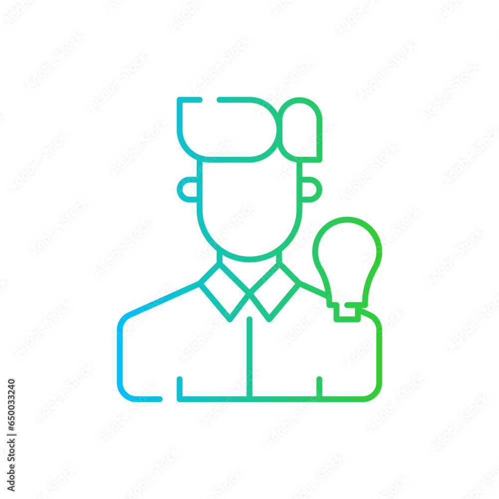 Idea personal growth icon with blue and green gradient outline. idea, creative, lightbulb, bulb, inspiration, concept, business. Vector illustration Idea personal growth icon with blue and green gradient outline. idea, creative, lightbulb, bulb, inspiration, concept, business. Vector illustration