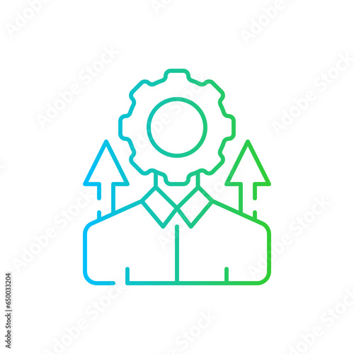 Mindset personal growth icon with blue and green gradient outline. mindset, motivation, success, concept, goal, attitude, change. Vector illustration