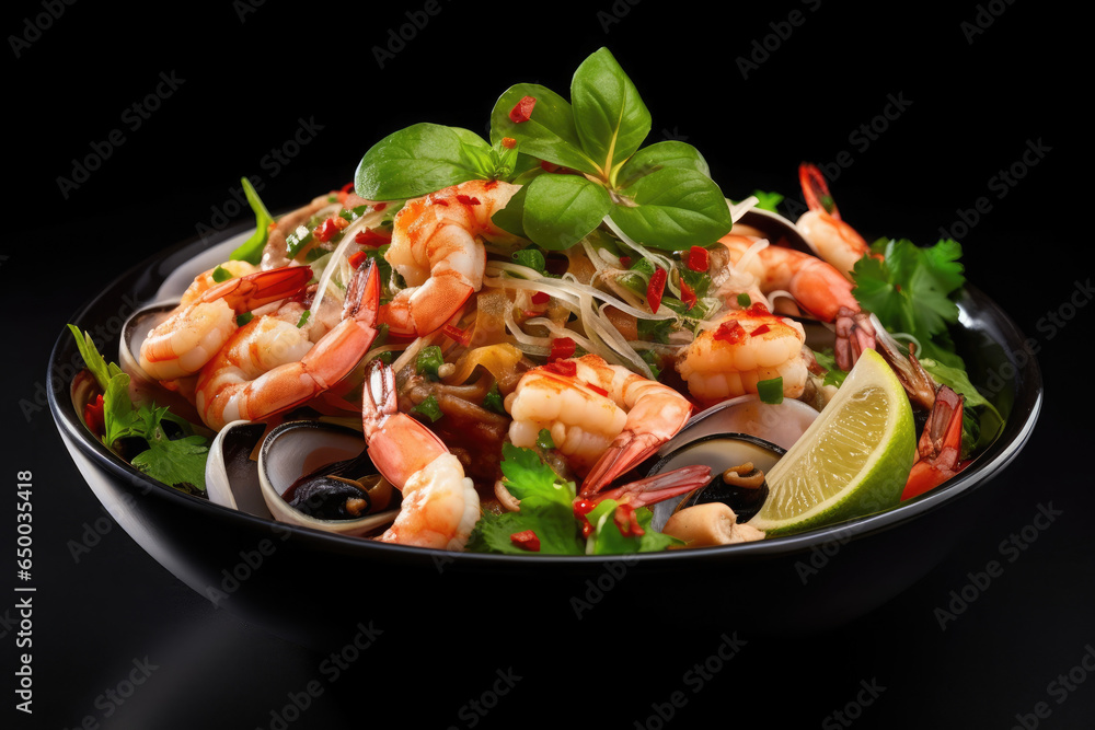 A bowl of shrimp with a bowl of spinach and tomatoes A bowl of shrimp with a bowl of spinach and tomatoes