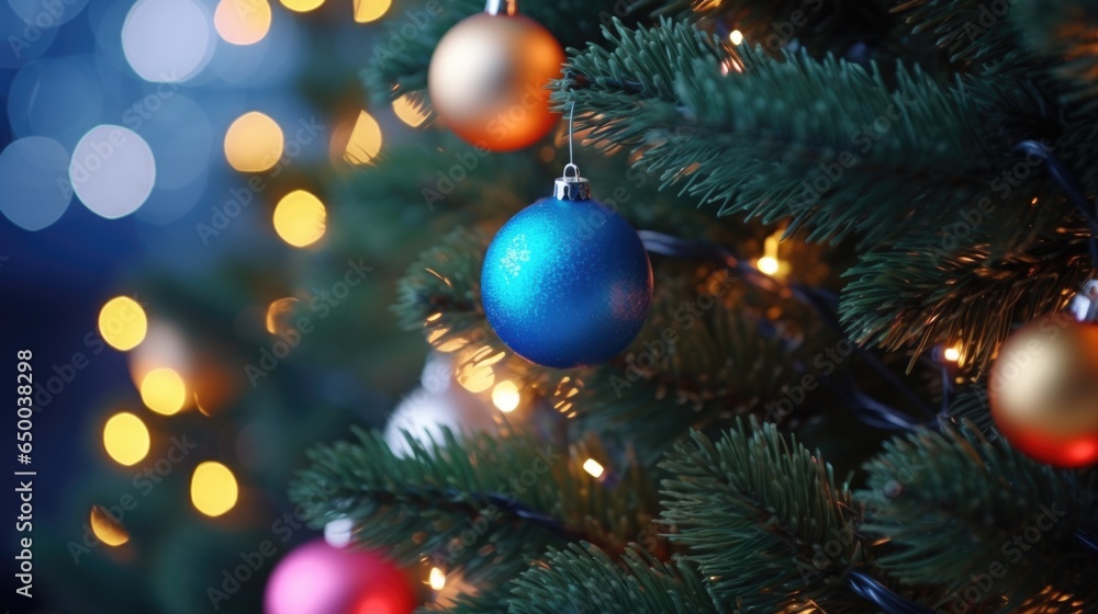 A close up of a christmas tree with ornaments