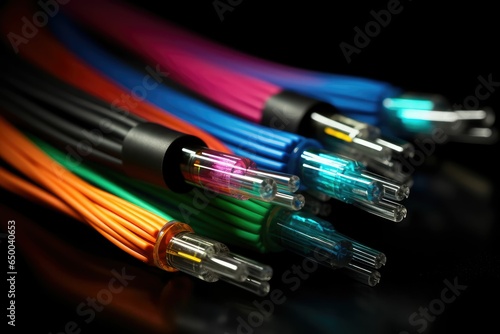 Bundle of optical fibers with lights 