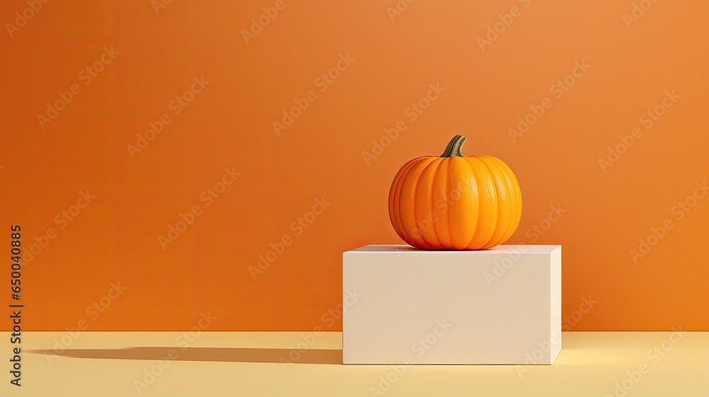 pumpkin on a cardboard - obrazy, fototapety, plakaty 
