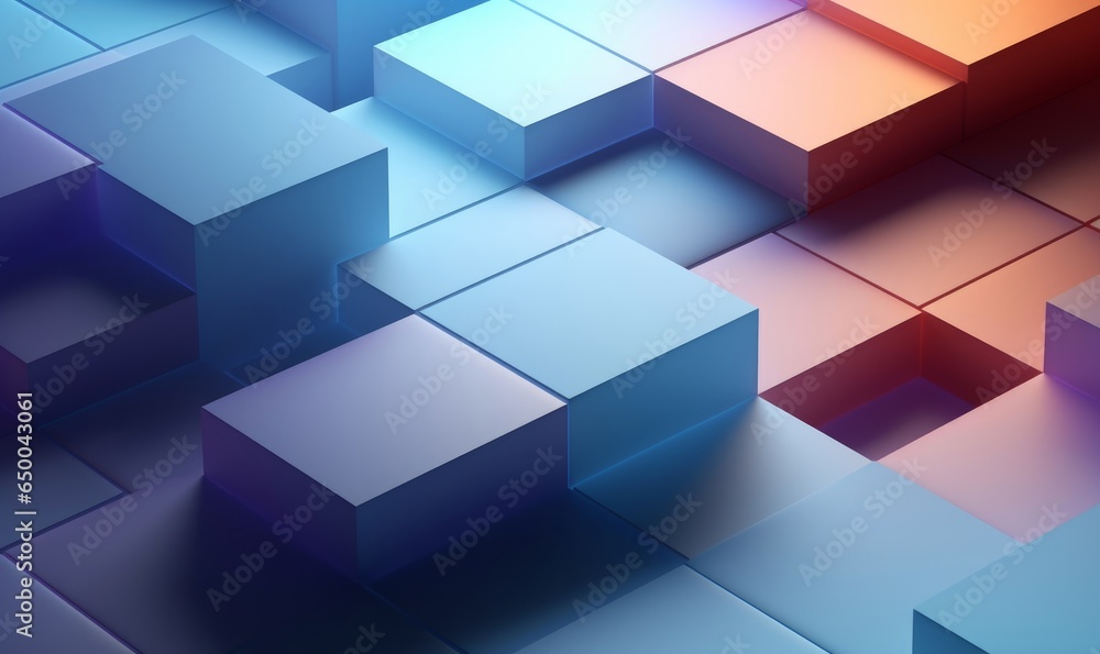 Obraz premium Abstract background design, minimalist geometric composition with cubes, Generative AI