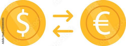 Currency exchange simple icon, bank currency sign, symbol of money transfers in euros and dollars, high-quality design elements.