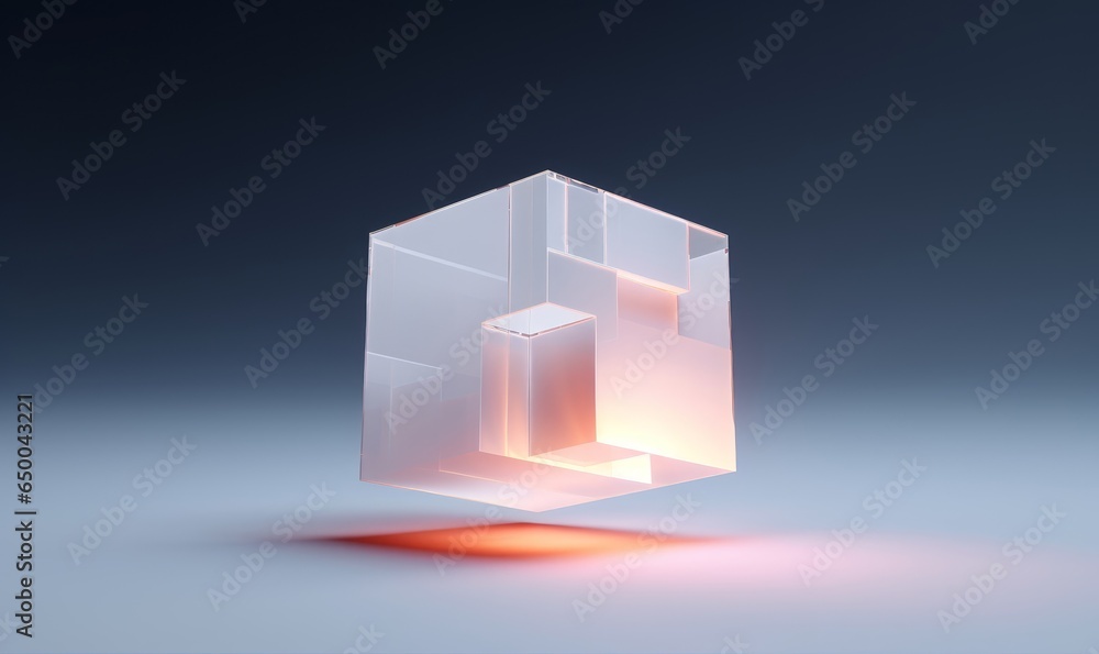 Fototapeta premium Abstract 3D Render of a cube, Generative AI