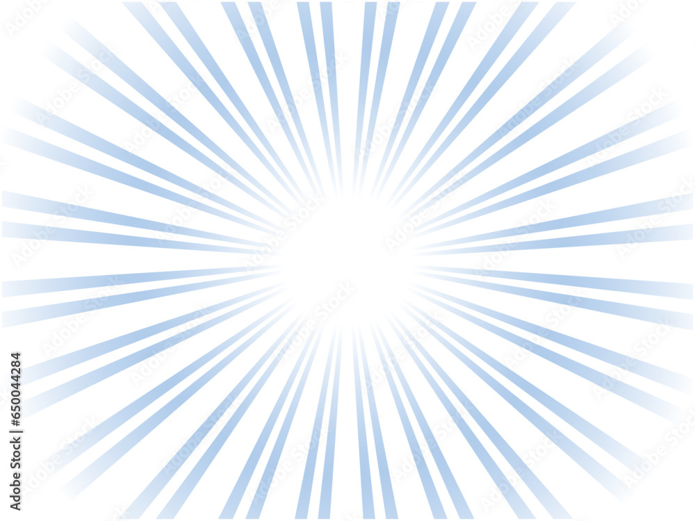 Naklejka premium シンプルに輝く太陽光線イメージの集中線背景_ブルー