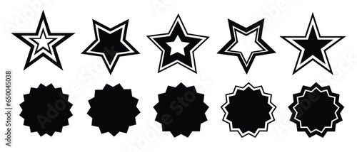 Star vector icons. Star icon set. Star blank label, stickers emblem simple flat style.