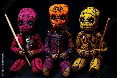 Voodoo's Enchanted Realm, voodoo dolls sitting: Generated by AI