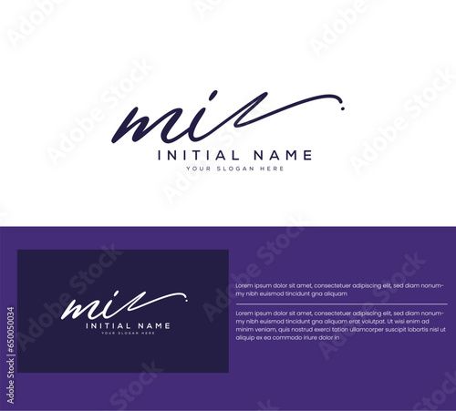 Initial MI mi logo design, handwriting logo of initial signature, fashion, floral and botanical with creative template
