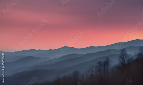 Smoky mountains sunset sky © karandaev