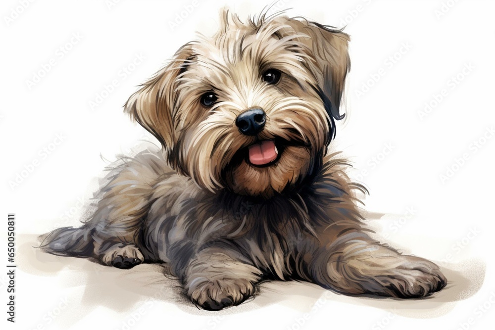 Humorous illustration featuring a lovable dandie dinmont terrier. Generative AI - obrazy, fototapety, plakaty 