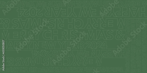 Wallpaper Mural Merry Christmas and Happy New Year 2024 calligraphy on green background vector illustration. Torontodigital.ca