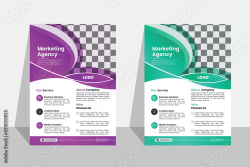 Creative Corporate & Business Flyer Design, a bundle of 2 templates of a4 flyer,  perfect for creative professional business, editable vector template design. photo