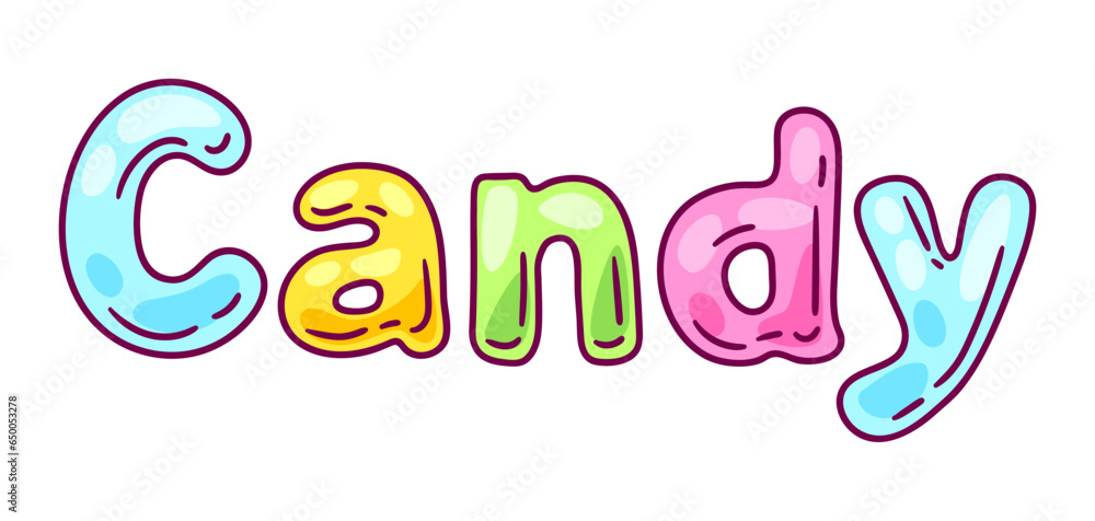 Candy cute lettering. Text for confectionery or candy shop. Stock ...