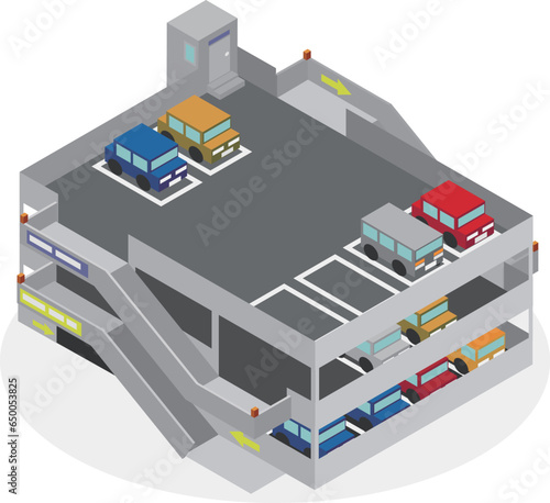アイソメトリックな自走式立体駐車場の建物