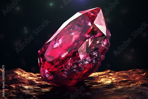 3D rendering of vivid ruby or rodolite gem. Generative AI photo