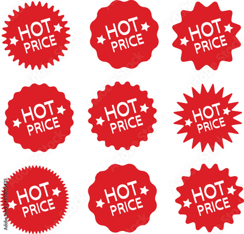  Realistic red hot price tags vector art