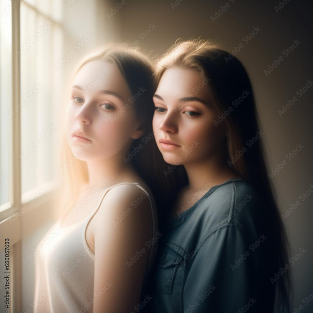 Romantic same gender female relationship part of the LGBT community. Generative AI Romantic same gender female relationship part of the LGBT community. Generative AI