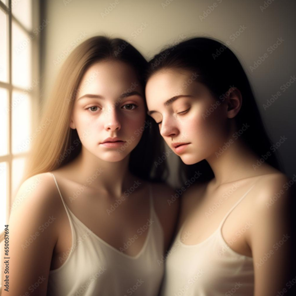 Romantic same gender female relationship part of the LGBT community. Generative AI Romantic same gender female relationship part of the LGBT community. Generative AI