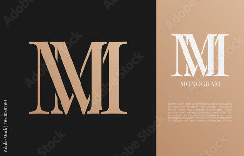 minimalist MM initial letter vintage brand and logo