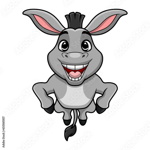 Cute donkey cartoon on white background