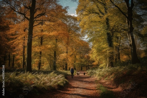 A fall stroll amidst Delamere Forest in Cheshire. Generative AI