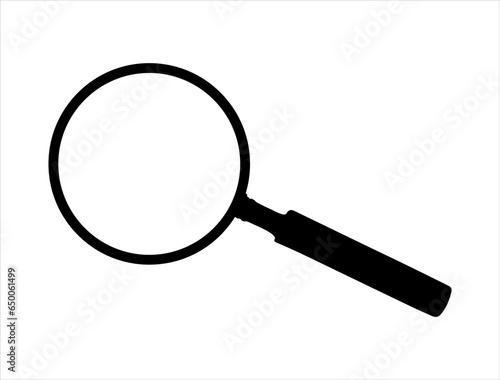 Magnifying glass silhouette vector art white background