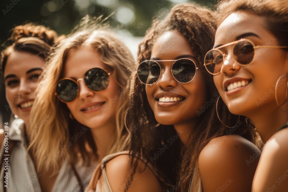 cropped shot of a group of young women at an outdoor festival