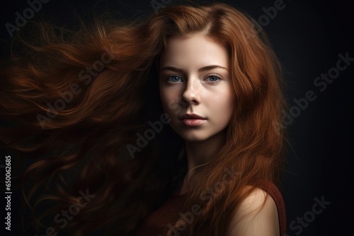 shot of a beautiful young woman with flowing hair