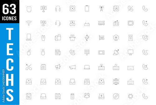 Pictogrammes icones et boutons technologie 