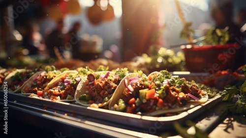 Candid shot of tacos being made in a foodtruck