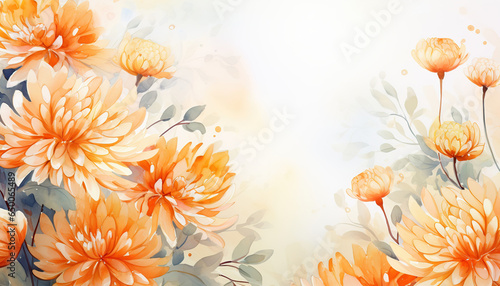 Orange flowers watercolor background © hamsyahi952