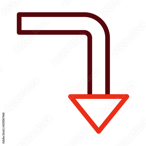 Turn Down Thick Line Two Colors Icon Design