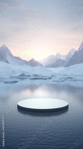 Ice Podium Product Stand on Frigid Waters