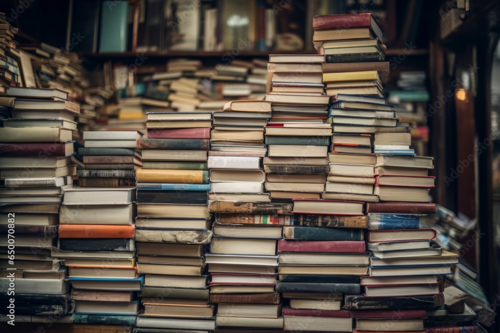Book stack bookshop archive. Generate Ai Book stack bookshop archive. Generate Ai