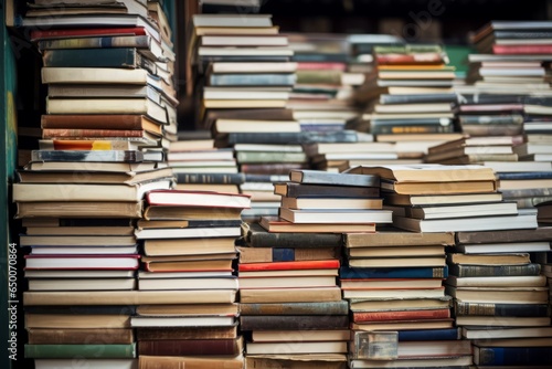 Book stack bookshop group. Generate Ai