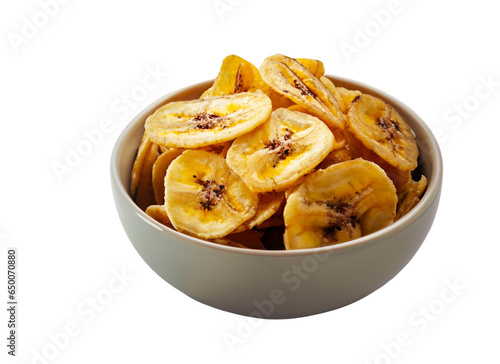 Banana Chips In A Bowl On Transparent Background Png