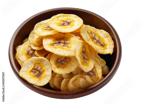 Banana Chips In A Bowl On Transparent Background Png