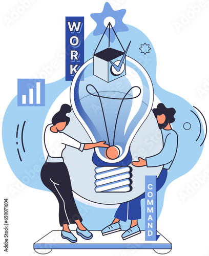 Team solving problems Project completed, work done, test, option approved, document checked Business growth and investment Problem-solving, business challenge Team work and team building, corporate
