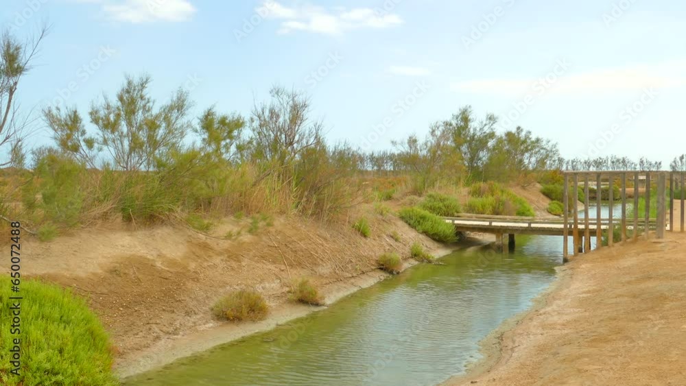 Scenic Landscape Of Ebro Delta Nature Reserve In Catalonia Spain. Wide Shot Scenic Landscape Of Ebro Delta Nature Reserve In Catalonia Spain. Wide Shot