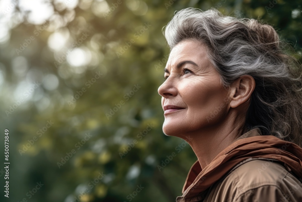 cropped shot of a mature woman in nature cropped shot of a mature woman in nature